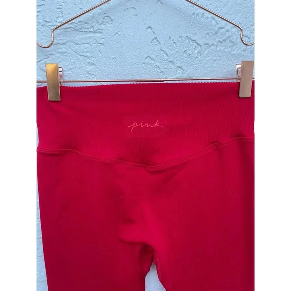 PINK Active Womens High Rise Crop Leggings Red Sz S - Picture 6 of 11